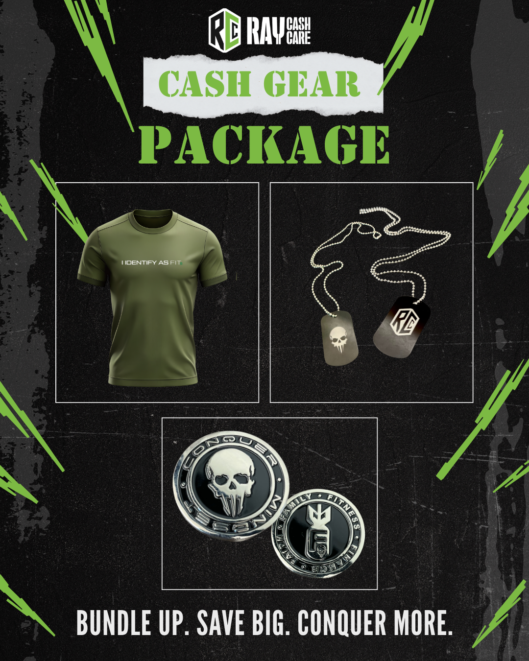 Mission-Ready Kit – ("I Identify as FIT" Shirt/Coin/Dog Tag)