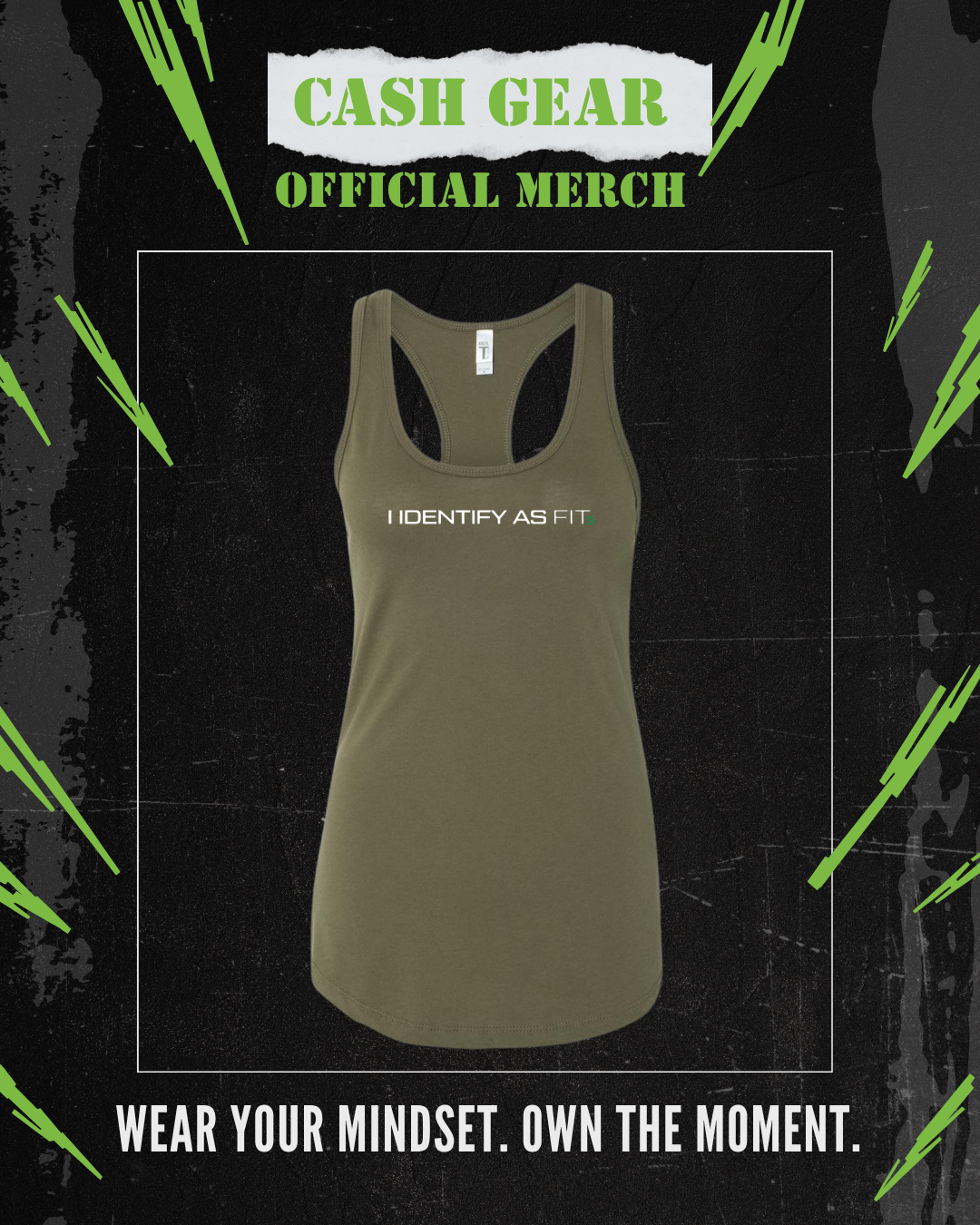 “I Identify as FIT” Women's Tank – Green