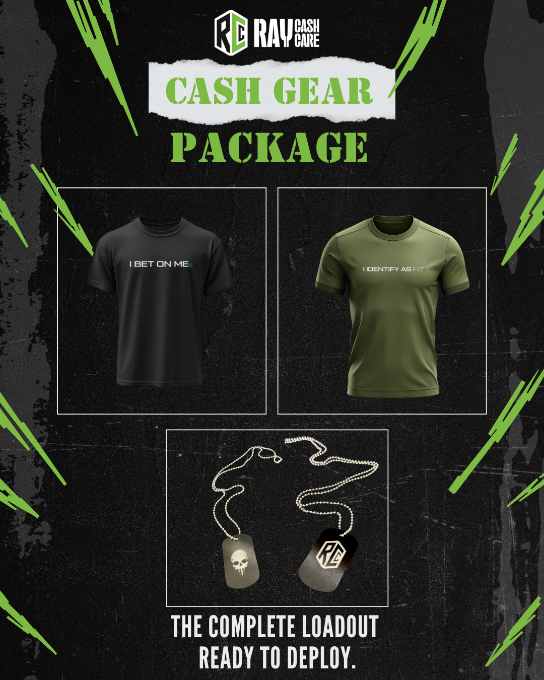 Cash Gear Loadout – Ready to Deploy (Both Shirts and Dog Tag)